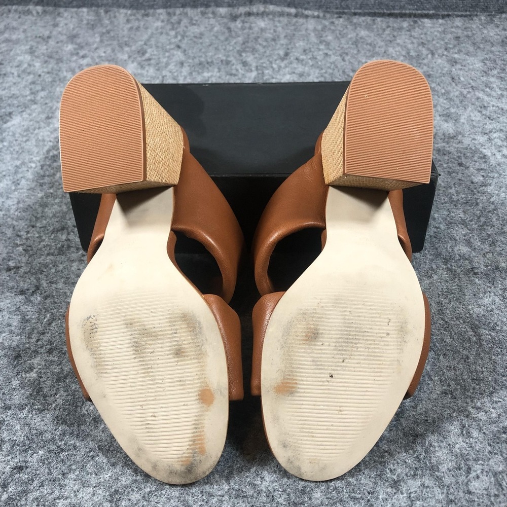 Steve Madden Brown Leather Block Heel Sandals - Picture 12 of 16